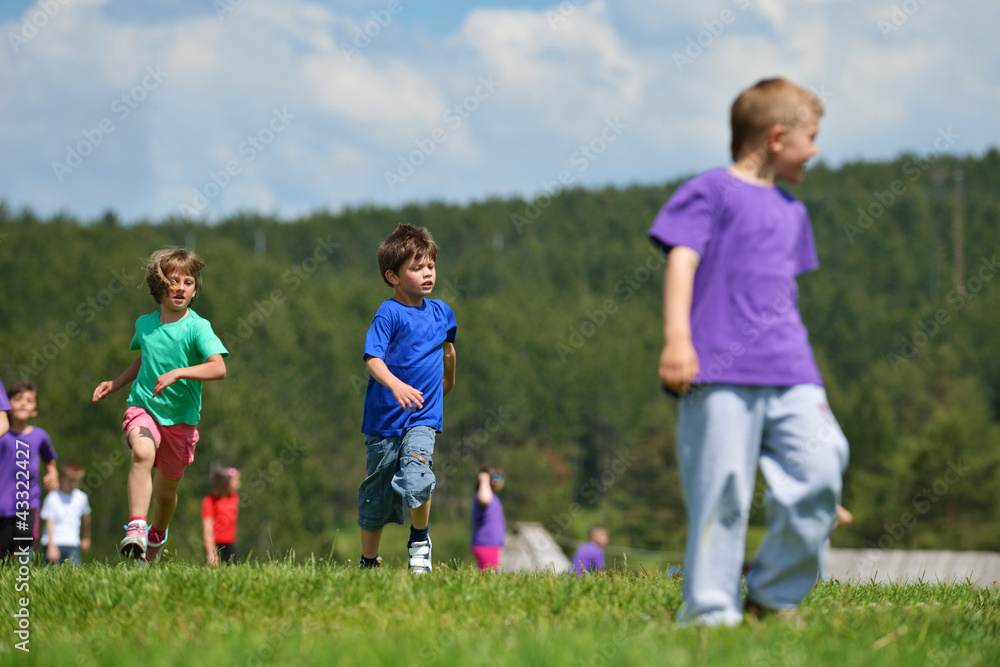 happy kids group have fun in nature happy kids group have fun in nature
