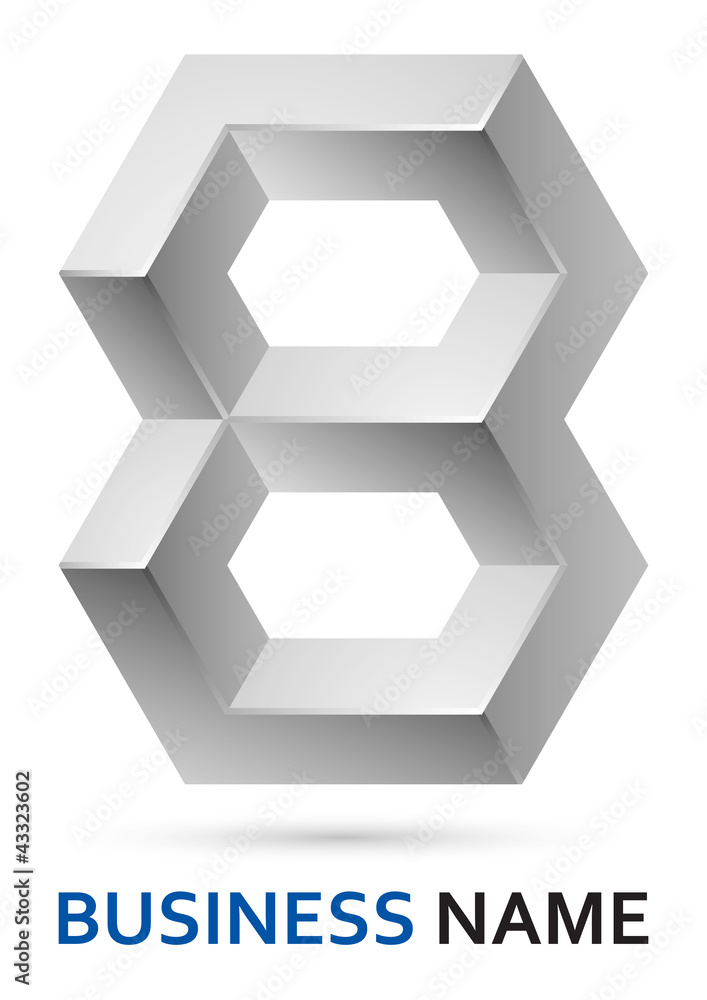 Alphabet logo design - metallic number 8 Alphabet logo design - metallic number 8