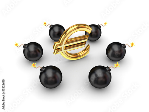 Black bombs around euro sign.
