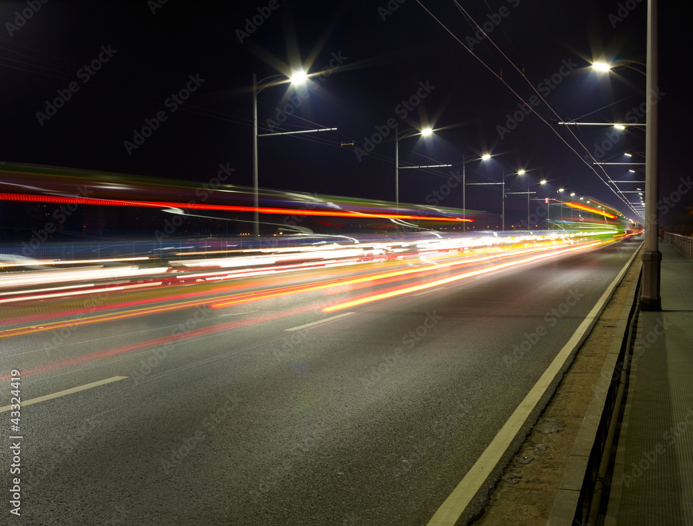 Night traffic light of big city