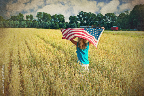 girl running with flag