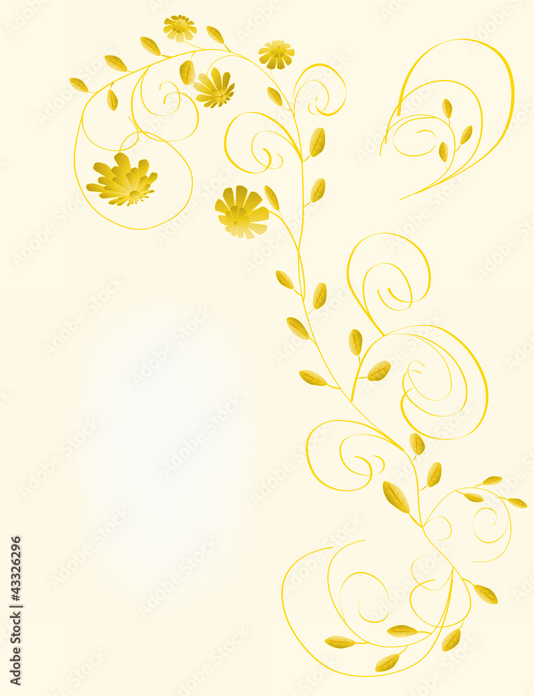 Beautiful floral greeting card with flowers in yellow color. Vec Beautiful floral greeting card with flowers in yellow color. Vec