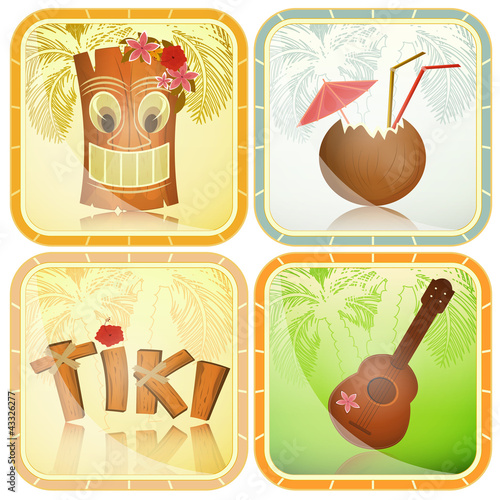 Hawaiian icons set