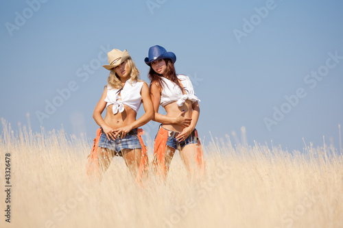 Two girls in field
