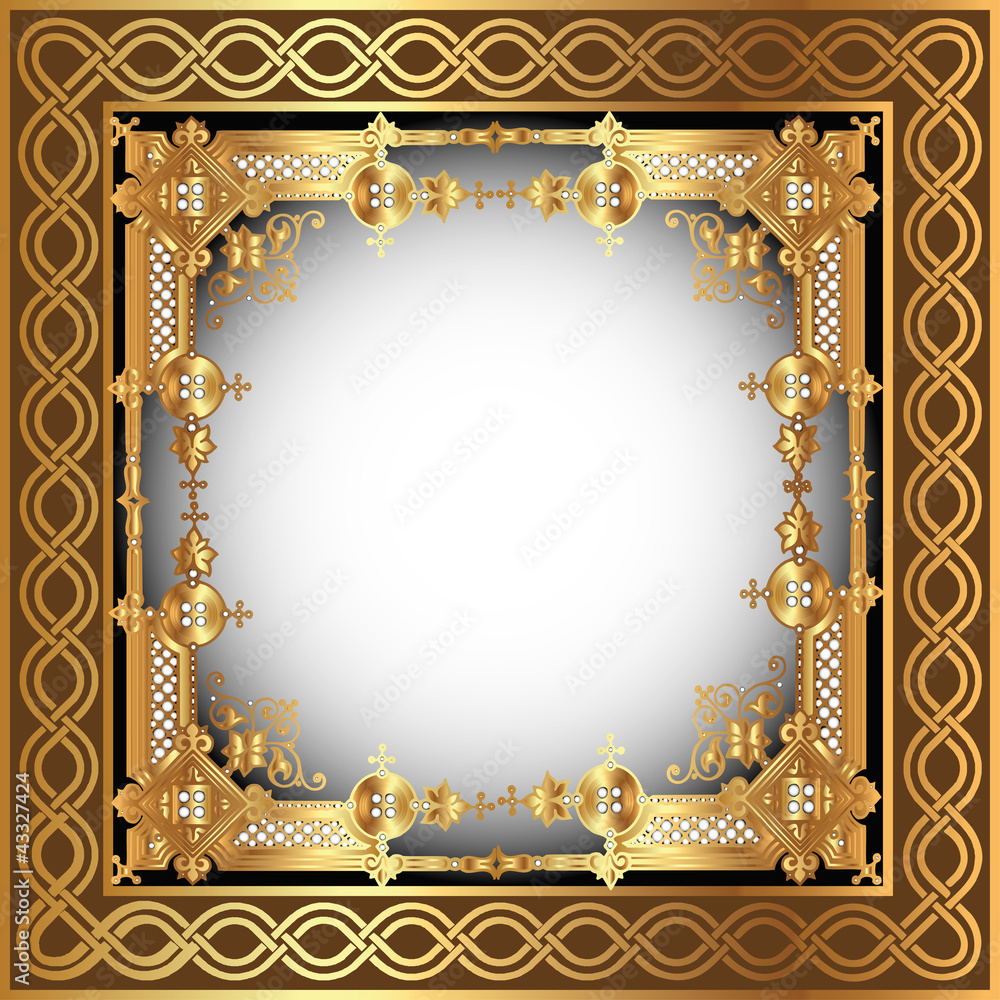 background with white frame with gold(en) pattern