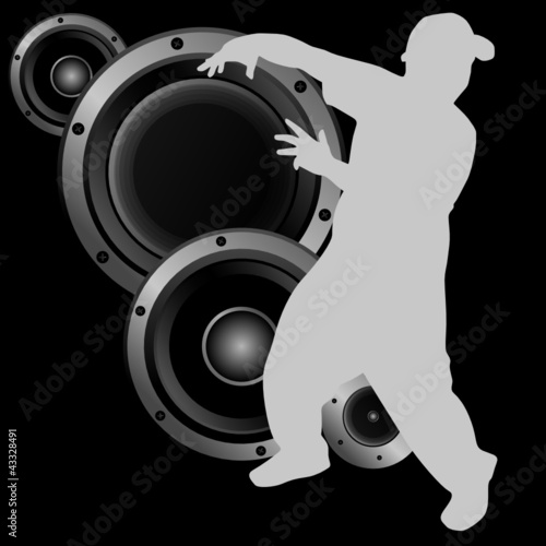 man dancing with speaker illustration vector