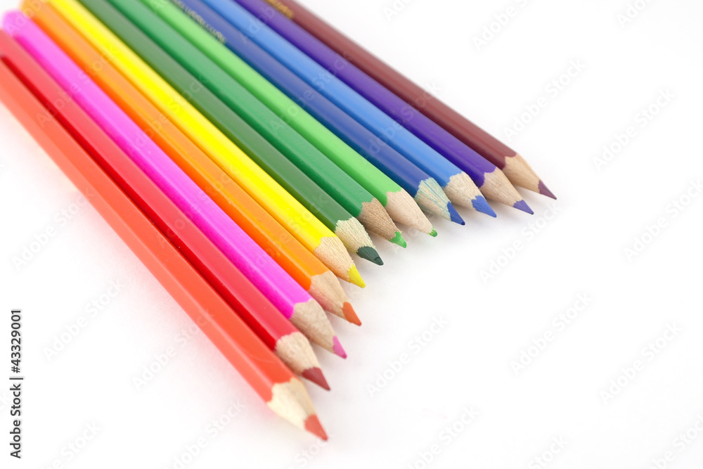 Multi color pencils over white Multi color pencils over white