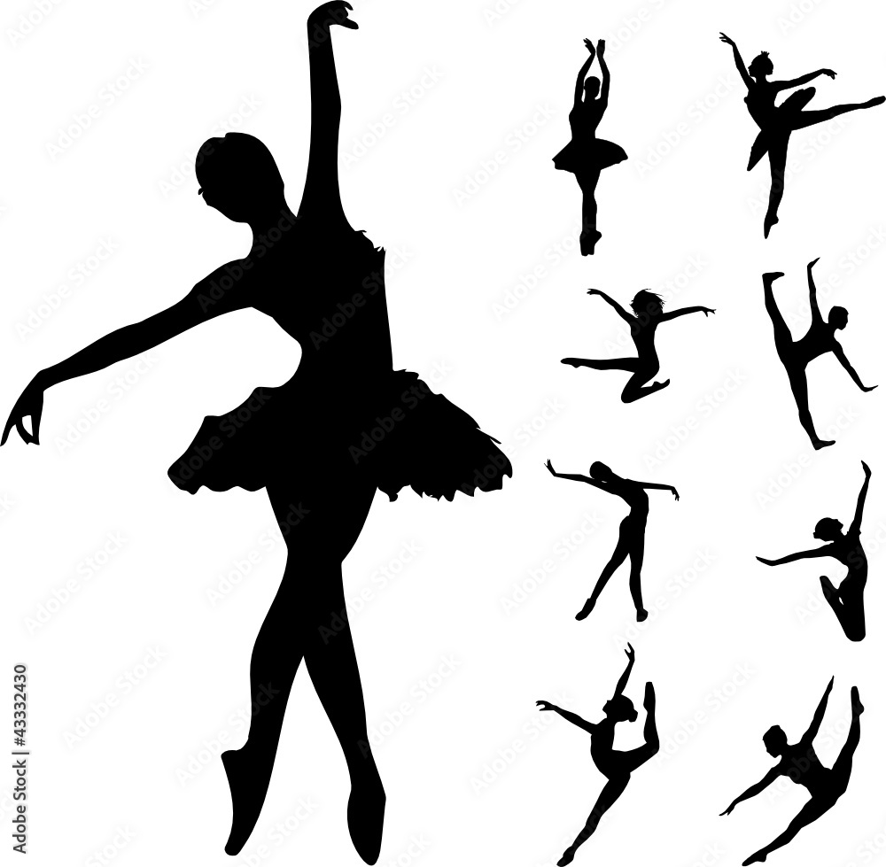 Set of ballet dancers - obrazy, fototapety, plakaty 