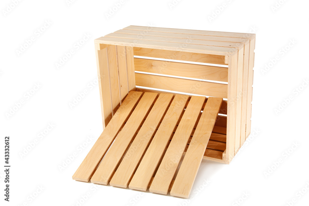Wooden box isolated on a white