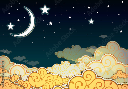 Cartoon style night sky