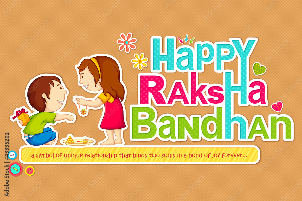 Obraz premium Vector illustration of brother sister in raksha bandhan