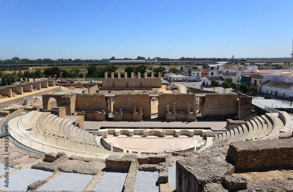 Roman Amphitheater ruins Italica, Province Seville, Spain