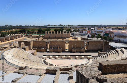 Roman Amphitheater ruins Italica, Province Seville, Spain photo
