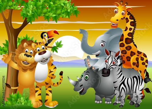 Fototapeta Naklejka Na Ścianę i Meble -  Wild African animal cartoon