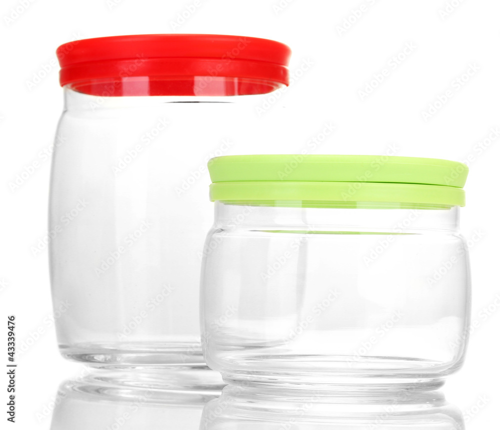bright empty jars isolated on white bright empty jars isolated on white