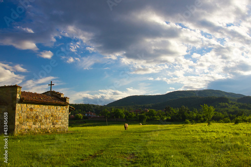 Bulgarian chapel on sunset