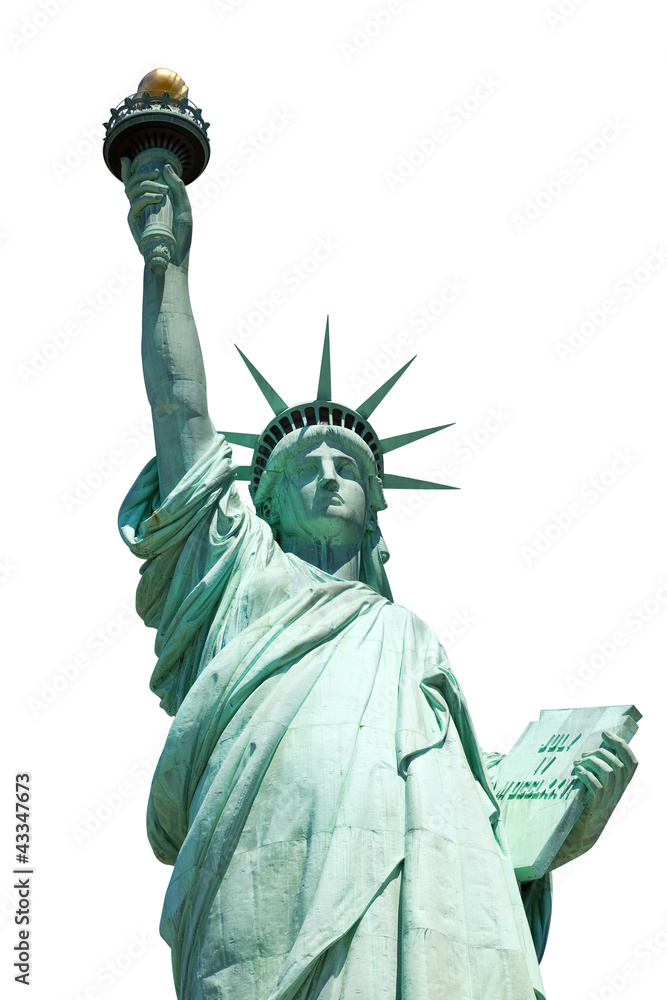 Obraz premium The Statue of Liberty isolated on white, New York City