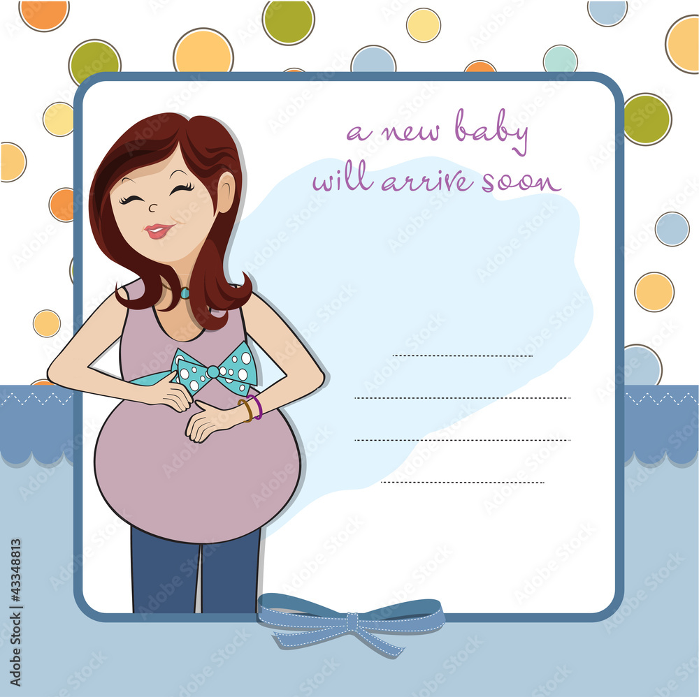 happy pregnant woman, baby shower card happy pregnant woman, baby shower card