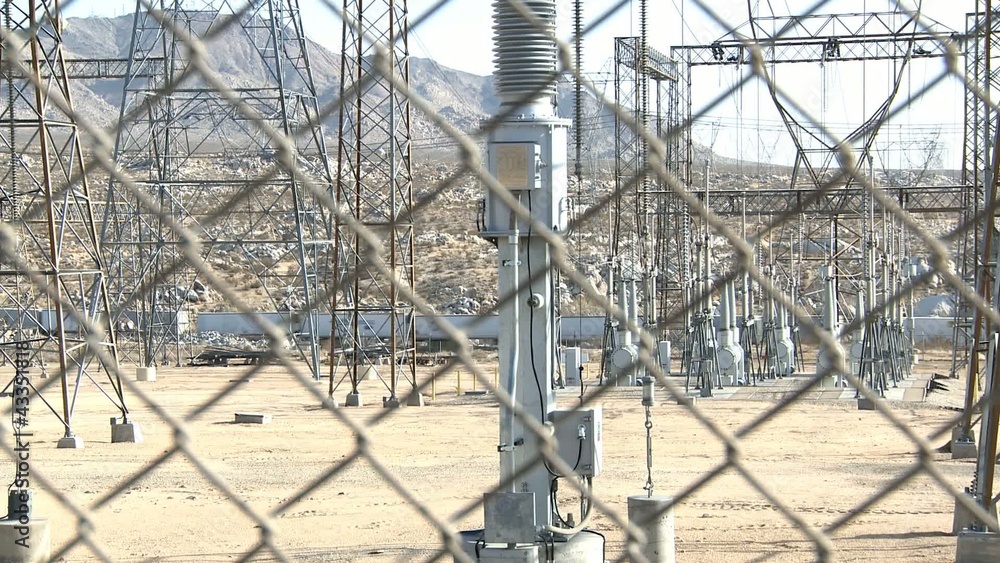 Train is running through Power Pylons Train is running through Power Pylons