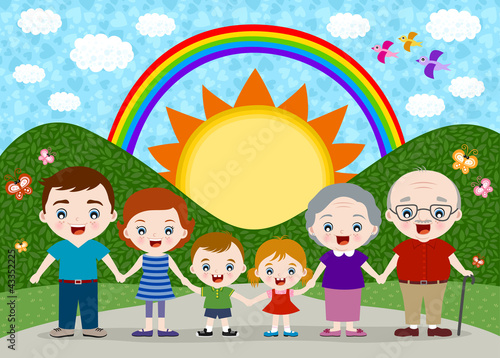 happy big family