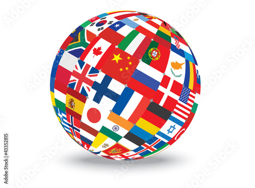 sphere with flags of the world vector illustration