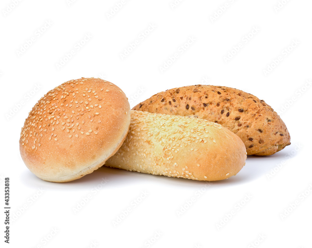 Bread loafs and buns variety Bread loafs and buns variety