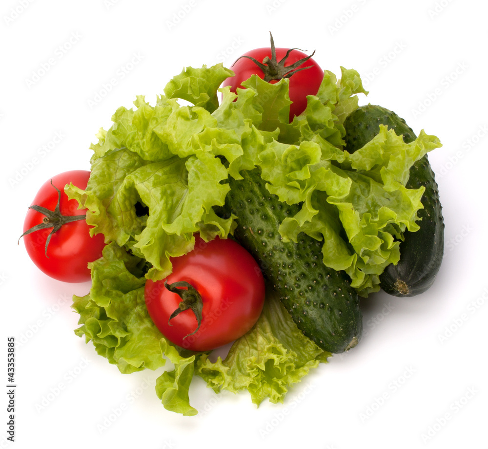 Tomato, cucumber vegetable and lettuce salad Tomato, cucumber vegetable and lettuce salad