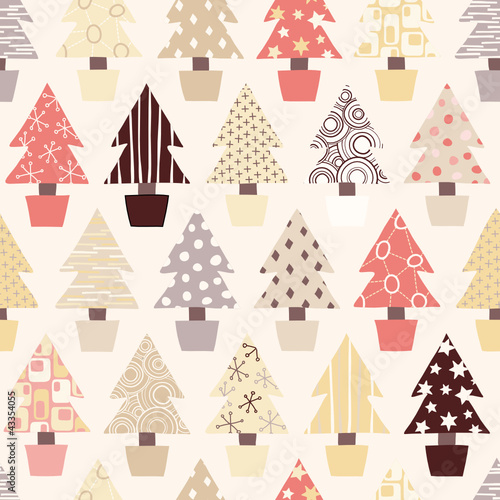 Seamless Christmas Tree Background in natural color scheme