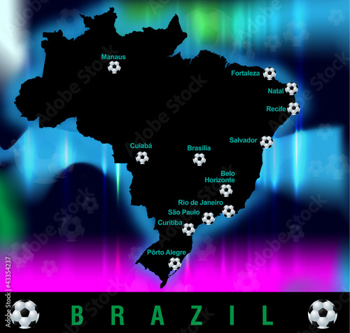 Infografik von Brasilien mit Fussball