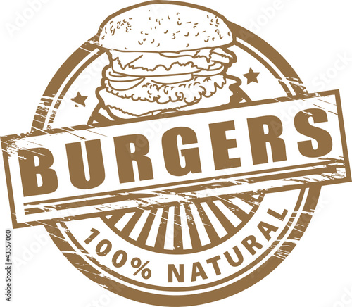 Stamp, with the text burgers written inside, vector illustration