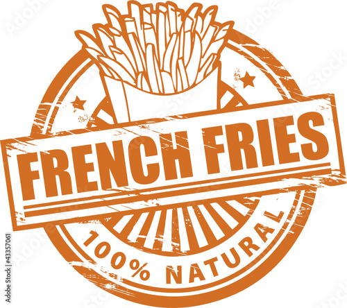 Stamp, with the text french fries written inside, vector