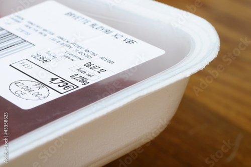 Food label with euro price and peremption date