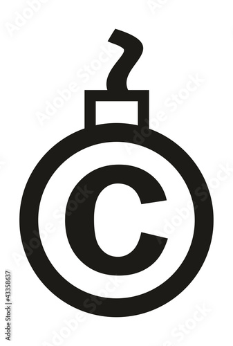 Cannonball-shaped copyright sign -conceptual vector illustration