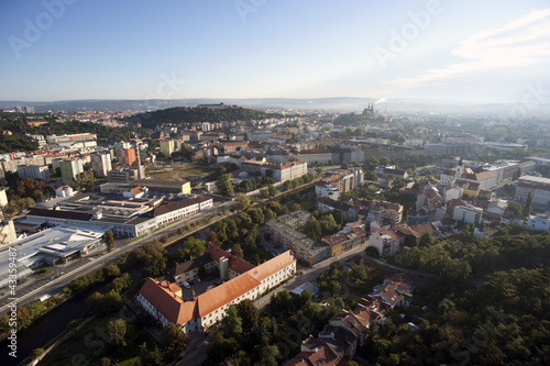 Highly detailed aerial city view  Spilberk Castle  Cathedral of