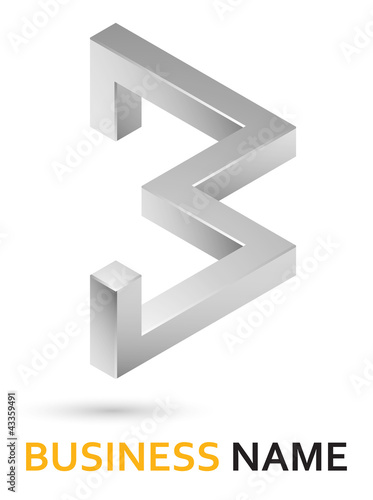 Alphabet logo design - number 3