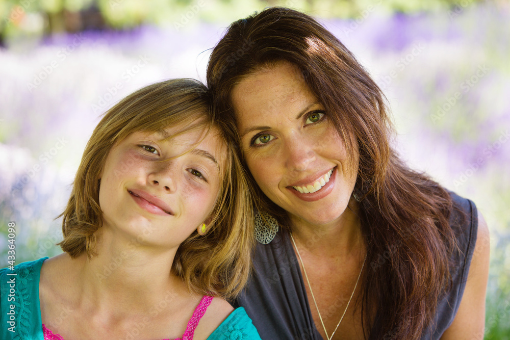 Mother and Daughter in Lavender Field Mother and Daughter in Lavender Field