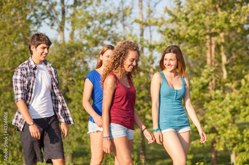 Group of Teenagers Walking Outdoors