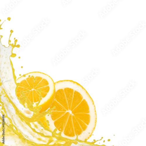 Citrus slices with splash isolated on white