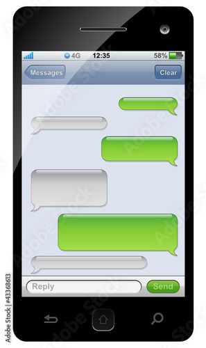 Smartphone sms chat template with copy space.