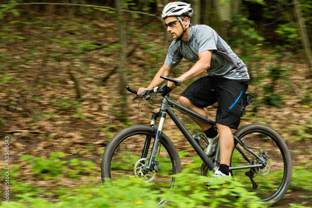 Fototapeta premium Mountainbiker im Downhill