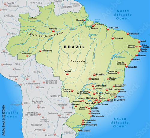 Umgebungskarte von Brasilien in grün