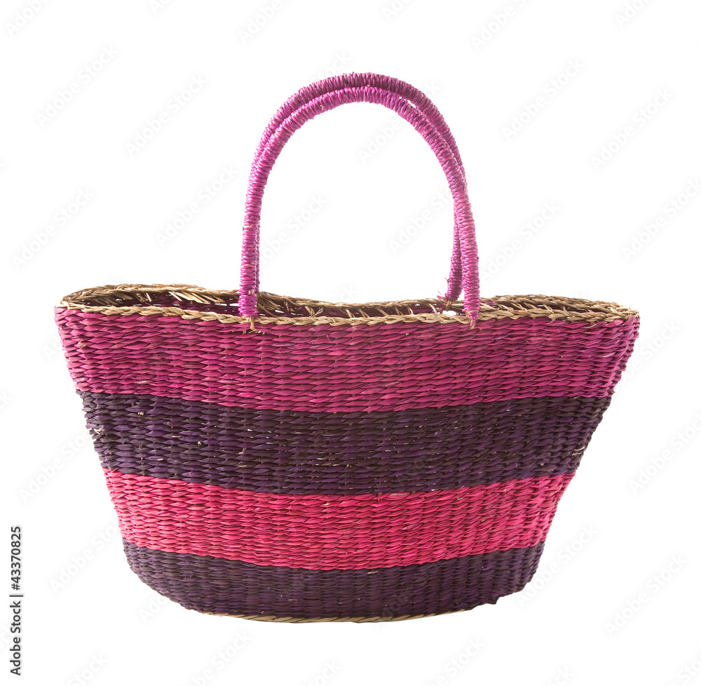 Striped purple mauve basket tote