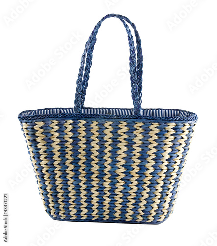 Blue striped basket tote