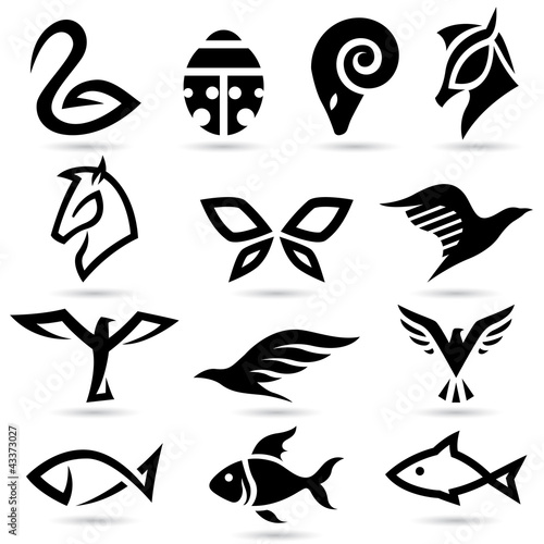 Fototapeta Naklejka Na Ścianę i Meble -  Abstract animal icons silhouettes