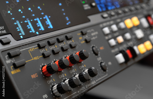 Professional video recorder. Control panel.