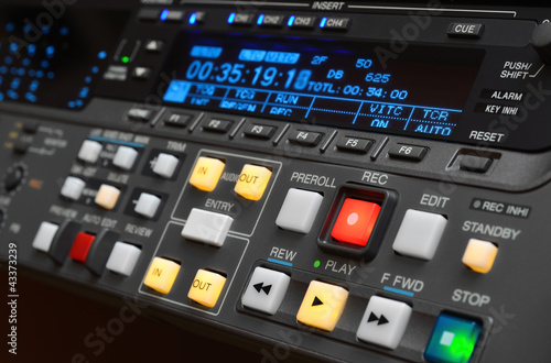 Professional video recorder. Digital betacam format. Control panel