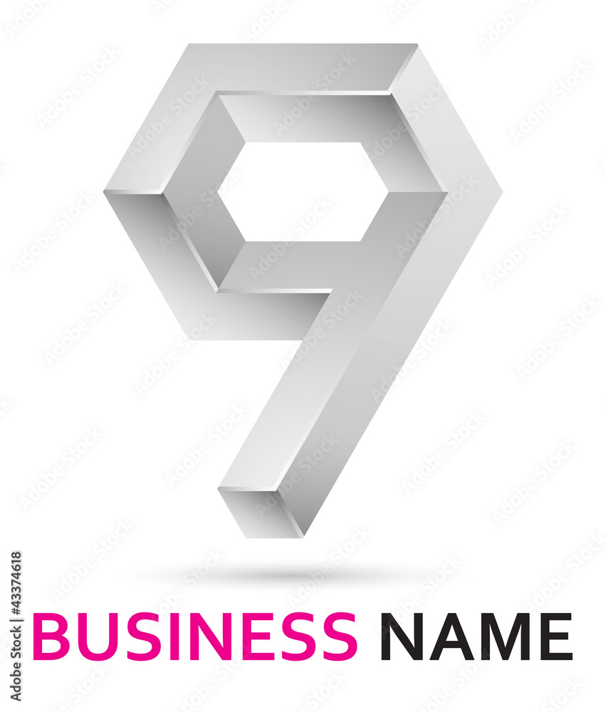 Alphabet logo design - strong number 9 Alphabet logo design - strong number 9