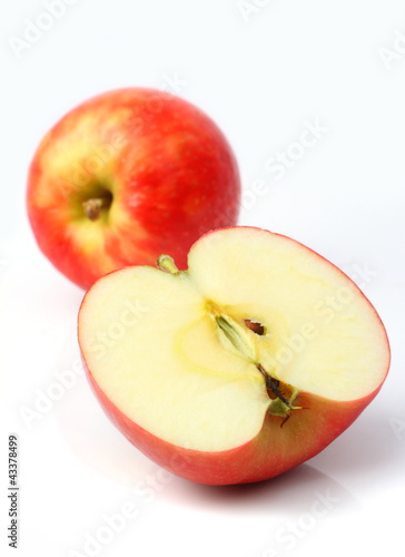 One red apple and slice
