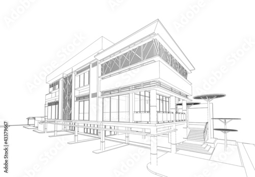 3d wireframe render of the building