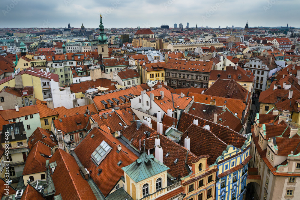 Prague roofs at high point of view